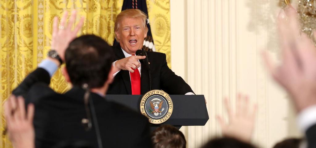 President Trump holds a news conference in the East Room of the White House. © Mark Wilson/Getty Images